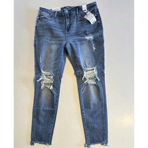 NEW Judy Blue Women’s Priscilla Jeans High Rise Distressed Skinny Fit Size 13/31 - Picture 1 of 10